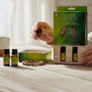 Pursonic Aromatherapy Natural Wooden Bracelet Mandarin & Bergamot Essential Oil